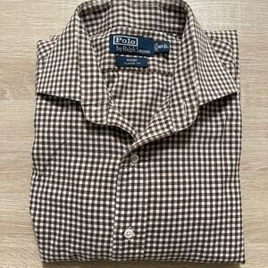 Ralph Lauren Brown & White Gingham Button-Up Shirt